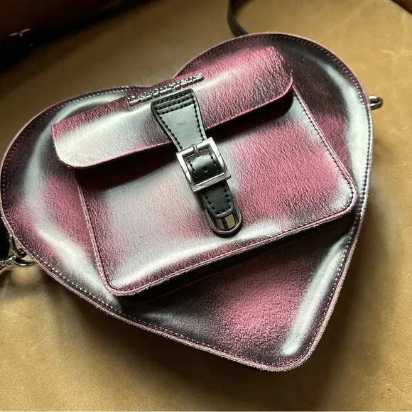 Dr. martens Heart Shaped Distressed Leather Backpack doc marten bag pink black - Picture 8 of 17
